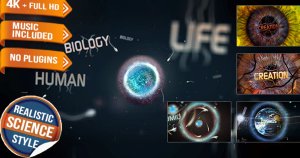 4K粒子动画特效大自然未知科学节目开场AE视频模板 Science Physics Biology Titles