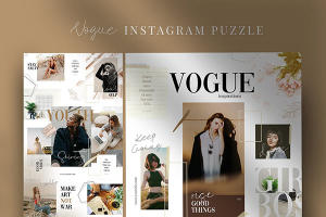 时尚高端的Instagram社交媒体拼图模板 Vogue – instagram puzzle [psd]