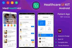 小咖下午茶：安卓Android版健康医疗相关功能的 APP UI KIT 套装下载[XD]