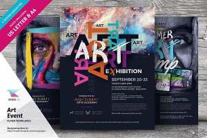 时尚高端的艺术展览海报模板 Art Event Flyer Templates [psd]