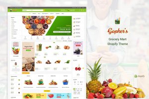 杂货店外贸网站Shopify商城主题模板 Gopher’s | Grocery, Shopping  Shopify Theme