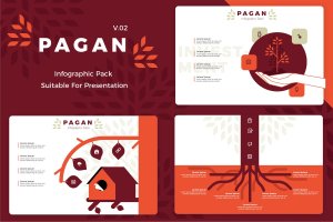 创意树枝元素ppt设计信息图表模板v.2 Pagan v2 – Infographic
