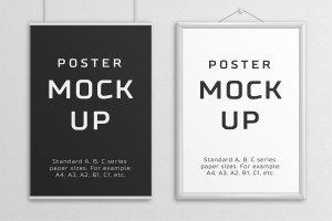 海报设计张贴效果预览样机模板 Poster Mock Up – A/B/C Paper Sizes
