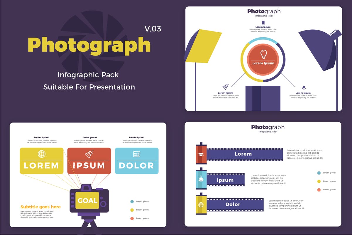 摄影主题信息图表矢量设计模板v3 Photography v3 – Infographic