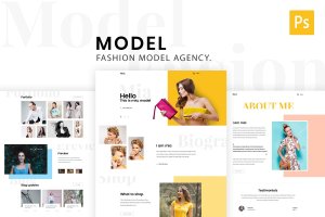 模特经纪公司网站设计PSD模板 Model Agency – Creative Photoshop Template
