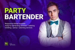酒吧调酒师/调酒服务网站Muse模板 Party Bartender – Bartending Services / Catering