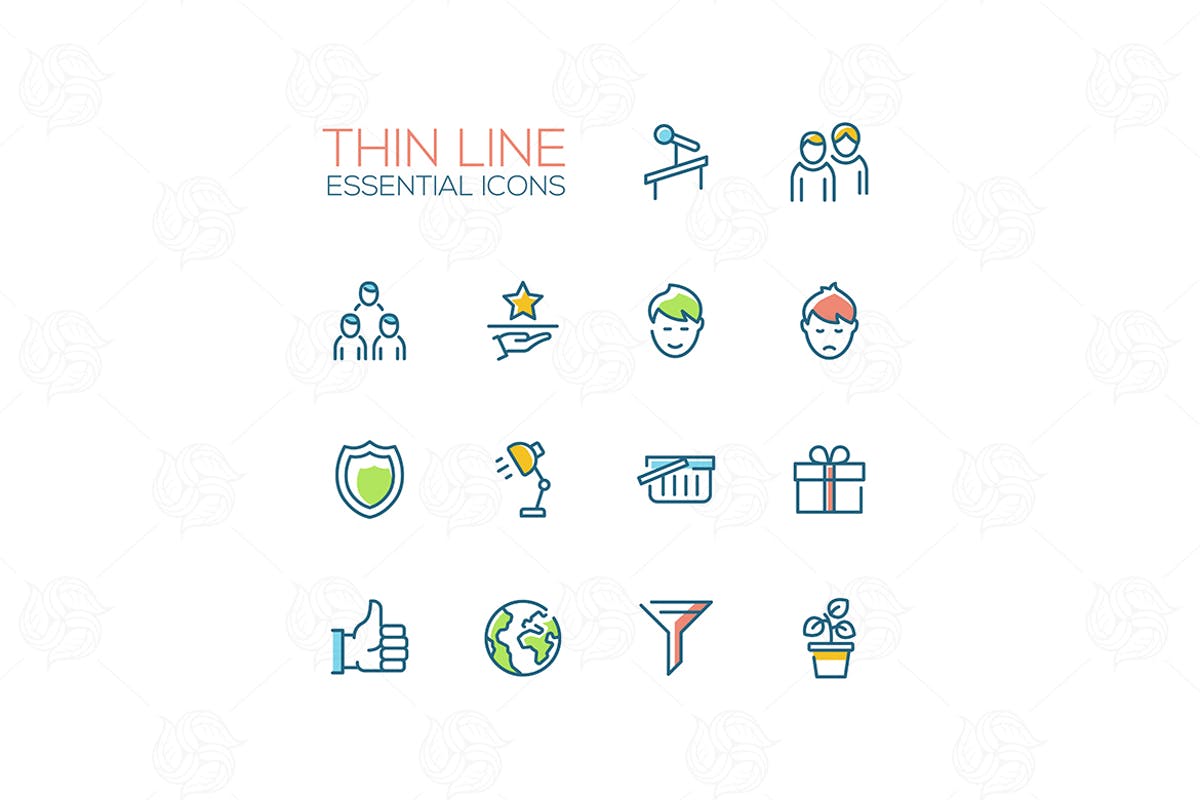 商业主题线条图标设计素材包 Business – Thin Single Line Icons Set