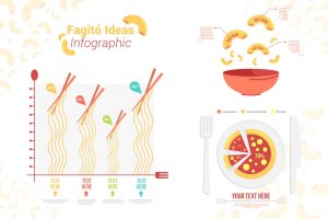 橙色食品元素设计百分比信息图表模板 Fagitó Ideas – Infographic