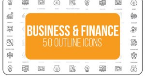 50枚商业&金融主题细线图标演示视频AE素材 Business And Finance – 50 Thin Line Icons