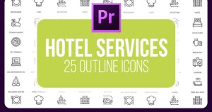 25个酒店服务主题视频图标素材[PR格式] Hotel Services – 25 Outline Icons