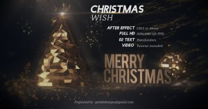 金色闪光圣诞树&装饰球元素视频AE模板 Christmas Wish