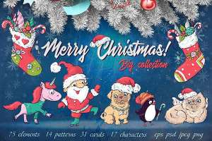 高品质的圣诞节手绘卡通矢量素材大收藏 [psd,eps,png,jpg]
