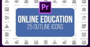25个在线教育主题视频图标素材[PR格式] Online Education – 25 Outline Icons