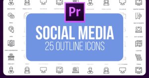 25个社交网络主题视频图标素材v2[PR格式] Social Media – 25 Outline Icons