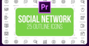 25个社交网络主题视频图标素材v1[PR格式] Social Network – 25 Outline Icons