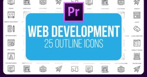 25个网站开发主题视频图标PR素材 Web Development – 25 Outline Icons