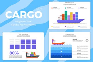 船运概念插画信息图表矢量素材v1 Cargo – Infographic