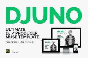 简约风格DJ/音乐制作人网站Muse模板 DJuno – DJ / Producer Website Muse Template