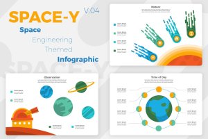航天科技信息图表幻灯片设计素材模板V4 Space-Y v4 – Infographic
