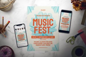 时尚音乐节活动海报电子海报模板 Music Festival Flyer Set