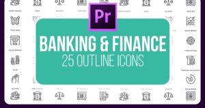 25个金融银行主题视频图标素材[PR格式] Banking And Finance – 25 Outline Icons