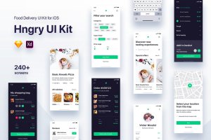 外卖送餐APP应用UI设计套件 Hngry UI Kit – Food Delivery UI Kit