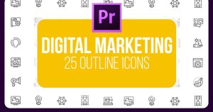 25个数字营销主题视频图标PR素材 Digital Marketing – 25 Outline Icons