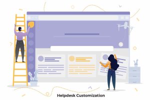 服务中心定制CRM概念插画设计免费素材 Helpdesk Customization Illustrations CRM