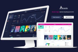 音乐发布管理APP软件应用后台UI套件 Atvantic – Music App Admin Dashboard UI Kit