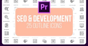 25个SEO搜索引擎优化&技术开发主题视频图标素材[PR格式] SEO Development – 25 Outline Icons