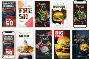Instagram食品和饮料主题故事照片墙模板