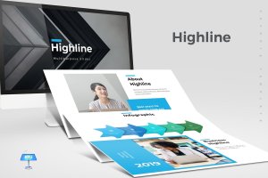 简约企业数据信息图表演示Keynote幻灯片模板 Highline – Keynote Template
