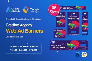 创意广告设计网页多尺寸广告设计PSD＆HTML模板 Creative, Startup Agency Banners HTML5 D60 – GWD