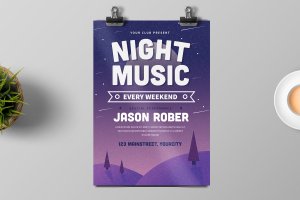 午夜音乐DJ派对传单设计模板 Night Music Flyer
