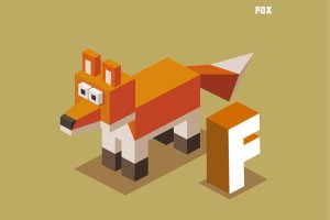 “F”狐狸动物词汇英文字母2.5D插画素材 F for Fox. Animal Alphabet