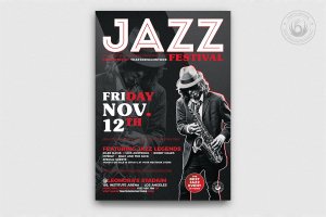 爵士音乐节传单海报设计模板V3 Jazz Festival Flyer Template V3