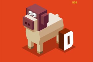 字母D狗动物英文字母识字卡片设计2.5D矢量插画素材 D for Dog. Animal Alphabet