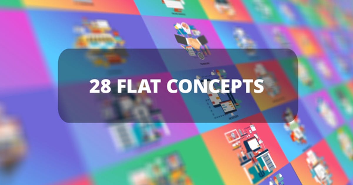 商业扁平化设计概念动画视频AE素材 Bundle Business Flat Concepts