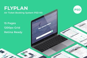 机票在线预订系统PSD网站模板 FlyPlan – Air Ticket Booking System PSD Kit