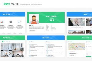 电子名片个人网上简历网站HTML模板 PRO Card – vCard HTML Template