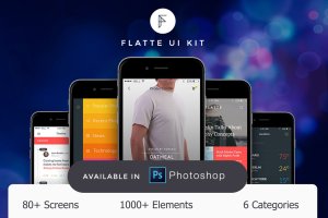 多用途扁平化APP设计UI工具包PSD模板 Flatte UI Kit – 80++ for Photoshop