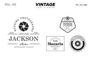 欧美复古设计风格品牌商标/Logo/徽章设计模板v3 Vintage Logo & Badge Vol. 3