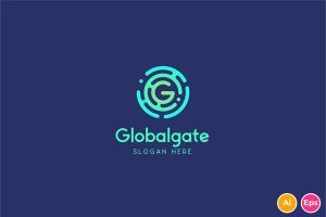 字母G全球门户网站Logo设计模板 Global Gate Portal, Letter G, Logo Template