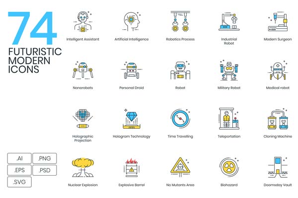 未来科技主义图标套装下载[Ai]
