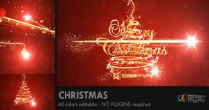 闪光粒子圣诞树元素圣诞问候视频AE模板 Christmas