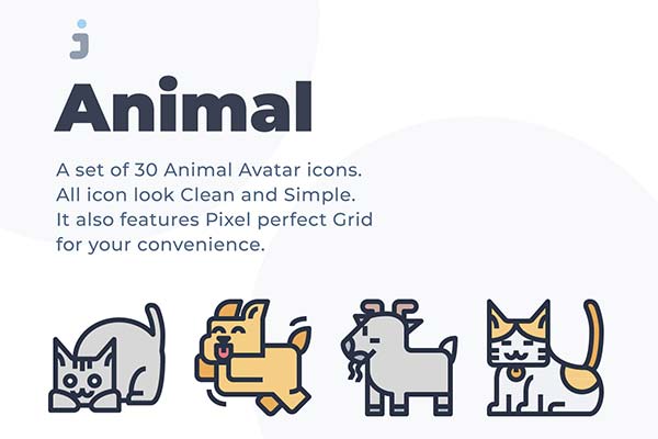30个动物虚拟形象头像图标套装下载[Ai]
