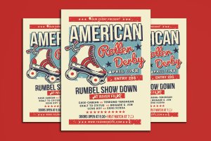 轮滑阻拦赛宣传单素材 American Roller Derby