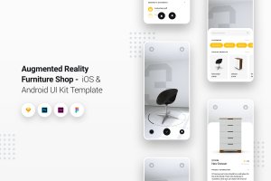 增强现实技术家具商城iOS/Android平台APP应用UI设计套件 Augmented Reality Furniture Shop iOS & Android App