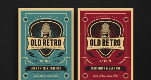 复古设计风格音乐演出宣传传单模板 Old Retro Music Flyer