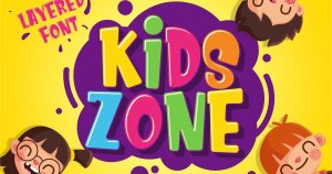 卡通儿童可爱风格儿童品牌设计英文无衬线装饰字体 Kids Zone – Layered Font
